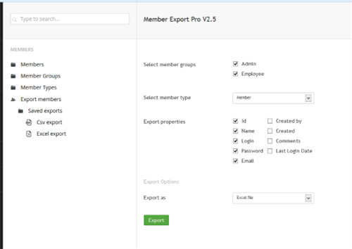 Memberexport